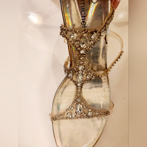 Pierre Michel Silver Metalic Glitter Rhinestone Heels - Picture 5 of 6